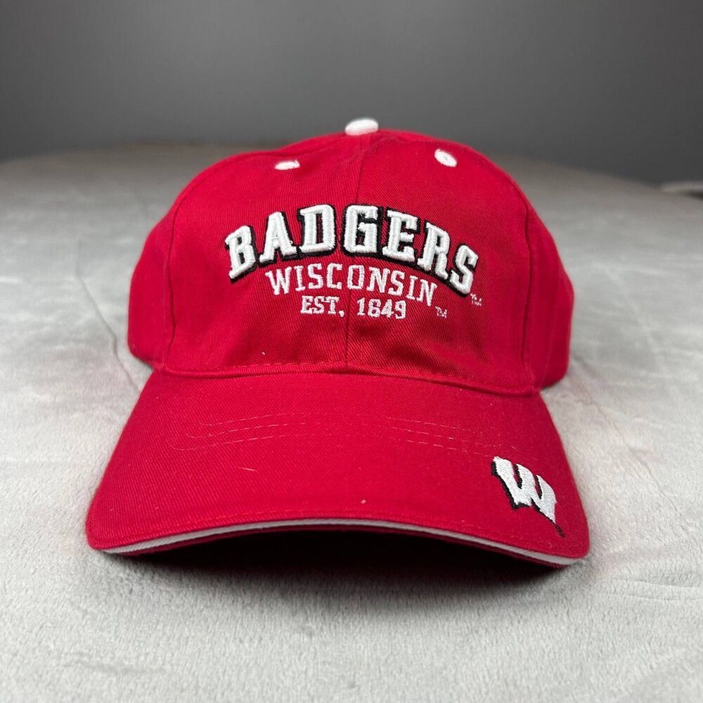 Collegiate Wisconsin Badgers EST. 1849 Hat Cap One Size Red Sports Adjustable